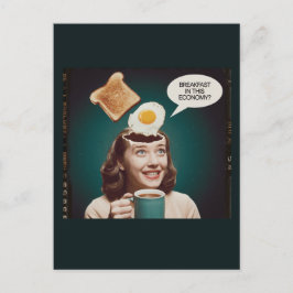 Eieren voor ontbijt in deze economie Retro Vrouw Briefkaart