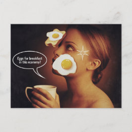 Eieren voor ontbijt, in deze economie Vrouw Koffie Briefkaart