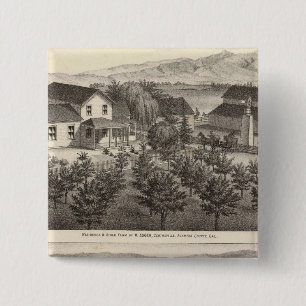 Eieren, wijkplaatsen, boerderijen vierkante button 5,1 cm