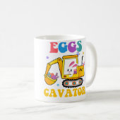 Eiergraver Pasen Dag Graafmachine Jagen Ei Konijn Koffiemok (Voorkant rechts)