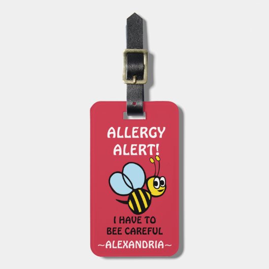 Eiergy Alert Bumblebee Gepersonaliseerd Rood Bagagelabel (Voorkant verticaal)