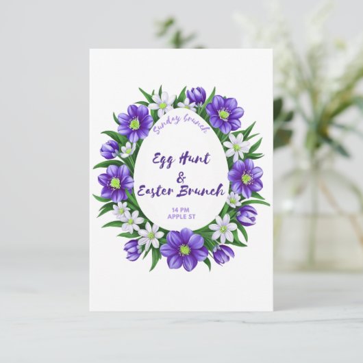 Eierjacht, Paasbrunch uitnodiging Informatiekaartje (Staand voorkant)