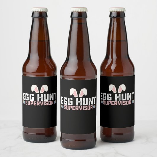 Eierjacht Supervisor Grappig Paashaas Konijn Bier Etiket (Flessen)