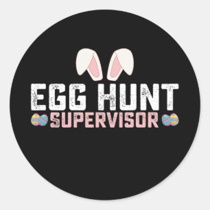 Eierjacht Supervisor Grappig Paashaas Konijn Ronde Sticker