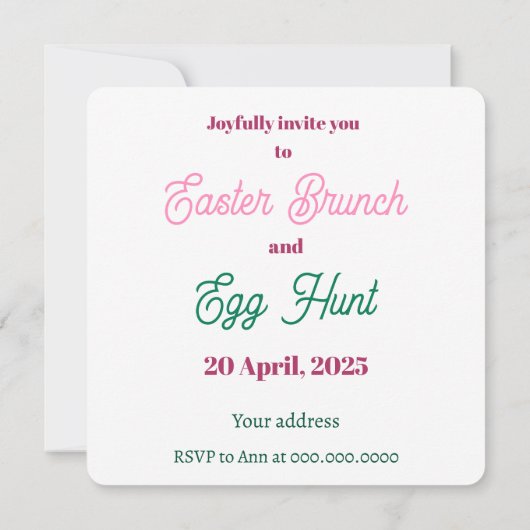 Eierjacht. Uitnodiging (Achterkant)