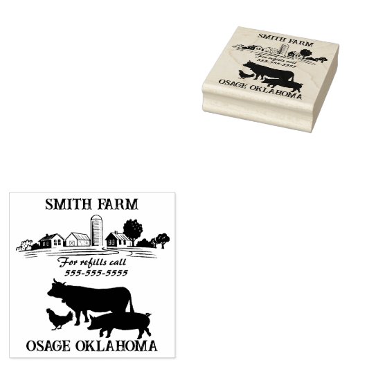 Eierkarton Etiket kleine Homestead Boerderij Rubberstempel (Gestempeld)