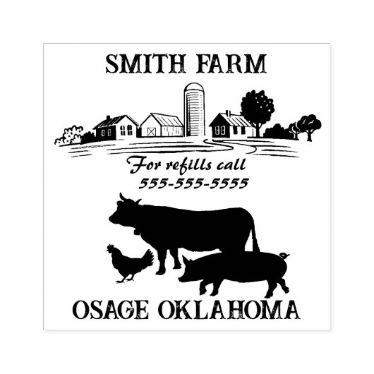 Eierkarton Etiket kleine Homestead Boerderij Rubberstempel (Afrduk)