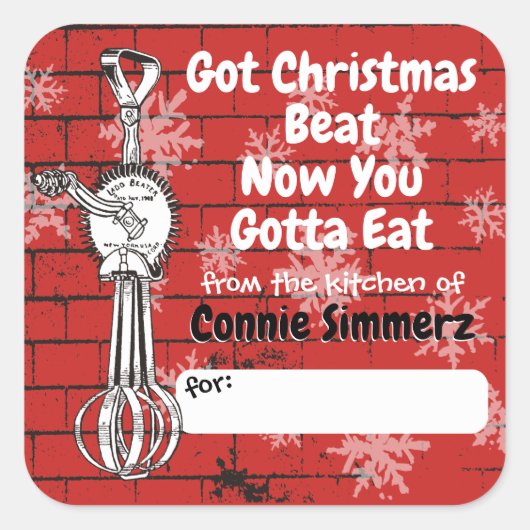 eierklopper bakken Kerstmis uit de keuken van Vierkante Sticker (Voorkant)