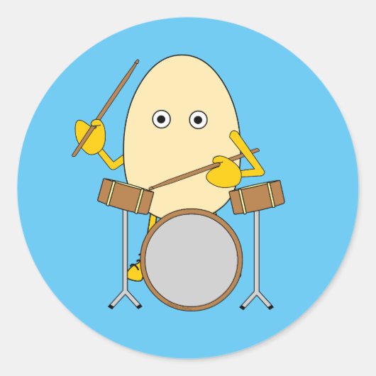 eierkopdrummer ronde sticker (Voorkant)