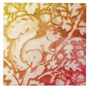 Eierland Acorn Gold Copper Coral Autumn Woodland Tegeltje