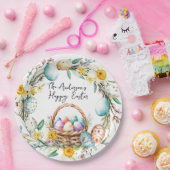 Eiermand met decoratieve eieren I bloemenPasen Papieren Bordje (Feest)