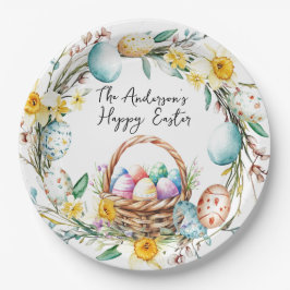 Eiermand met decoratieve eieren I bloemenPasen Papieren Bordje