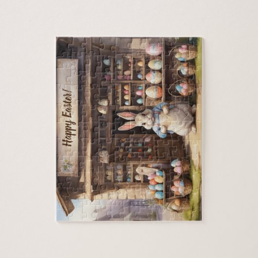  eiermarkt en paashaas legpuzzel (Verticaal)