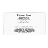 Eiernog Cake receptenetiketten Etiket (Voorkant)