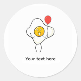 Eierontwerp met ballon, personaliseer, pas aan ronde sticker