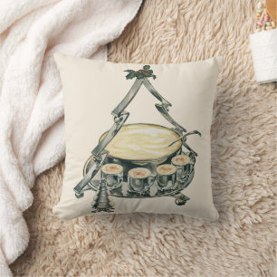 Eierpunch in een vintage kerstboom punch bowl kussen