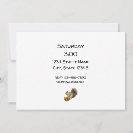 Eierrel Eating Pear Party Uitnodiging (Achterkant)