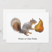 Eierrel Eating Pear Party Uitnodiging (Voorkant / Achterkant)