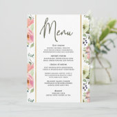 Eierschaal en Blush Bloemige Romantische Trouwmenu Menu (Staand voorkant)