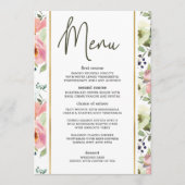 Eierschaal en Blush Bloemige Romantische Trouwmenu Menu (Voorkant)