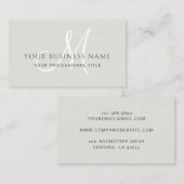 Eierschaal linnen eenvoudig minimaal monogram visitekaartje (Voorkant / Achterkant)