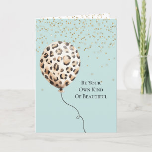 Eierschal Blauwe Luipaardprint Ballon Gouden Confe Kaart