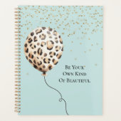 Eierschal Blauwe Luipaardprint Ballon Gouden Confe Planner (Voorkant)