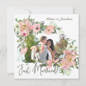 Eierschal en Blush Bloem Just Married Kaart (Voorkant)