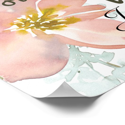 Eierschal en Blush Bloemen Bruiloft Aankondiging P Poster (Hoek)