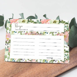 Eierschal en Blush Bloemen Bruiloft Receptkaart Notitiekaartje