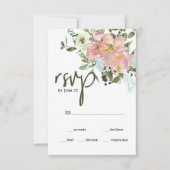 Eierschal- en Blush bloemen bruiloft RSVP kaart (Voorkant)