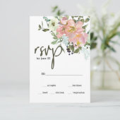 Eierschal- en Blush bloemen bruiloft RSVP kaart (Staand voorkant)
