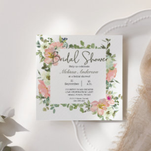 Eierschal- en Blush bloemen bruiloftsuitnodiging Kaart