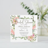 Eierschal- en Blush bloemen bruiloftsuitnodiging Kaart (Staand voorkant)