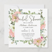 Eierschal- en Blush bloemen bruiloftsuitnodiging Kaart (Voorkant)