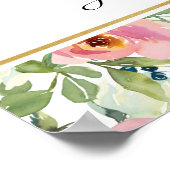 Eierschalige en Blush Bloemige Bruiloftsontvangst Poster (Hoek)