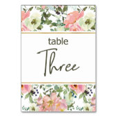Eierschalroze Blush Bloemen Bruiloft Tafelnummer (Achterkant)