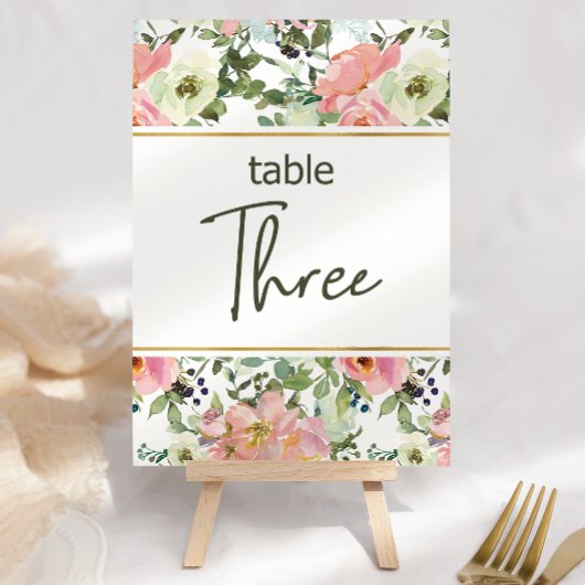 Eierschalroze Blush Bloemen Bruiloft Tafelnummer