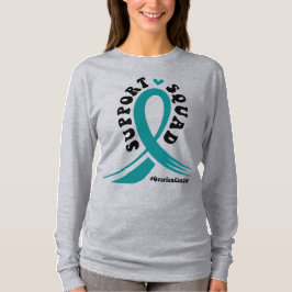 Eierstokkanker Awareness Maand Blauwgroen Lint T-shirt