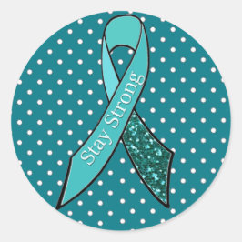 Eierstokkanker Awareness Ribbon sticker blauwgroen