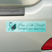 Eierstokkanker bewustzijn Blauwgroen vlinderlint Bumpersticker (Op auto)