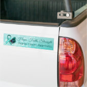 Eierstokkanker bewustzijn Blauwgroen vlinderlint Bumpersticker (Op Truck)