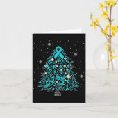 Eierstokkanker Bewustzijn Kerstboom Blauwgroen Rib Kaart (Gele Bloem)