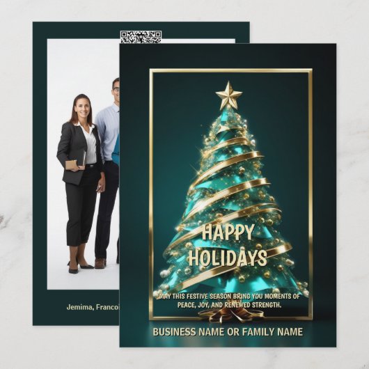 Eierstokkanker blauwgroen kerstboom DIY-bericht Feestdagenkaart (Voorkant / Achterkant)