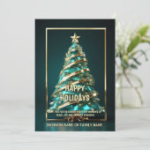 Eierstokkanker blauwgroen kerstboom DIY-bericht Feestdagenkaart (Staand voorkant)