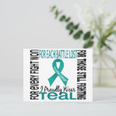 Eierstokkanker I Trots Draag Blauwgroen 2 Briefkaart (Staand voorkant)