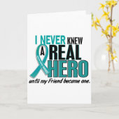 Eierstokkanker KENDE NOOIT EEN HELD 2 vriend Kaart (Gele Bloem)