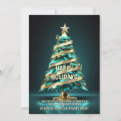 Eierstokkanker kerstboom blauwgroen lint oncologie feestdagenkaart (Voorkant)