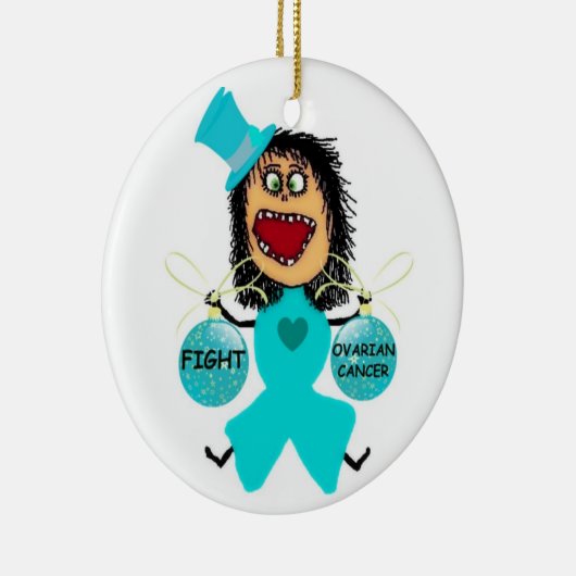 Eierstokkanker Kerstmis Keramisch Ornament (Rechts)