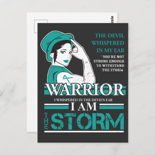 Eierstokkanker Krijger Echtgenote Turkoois Lint Be Briefkaart (Voorkant / Achterkant)